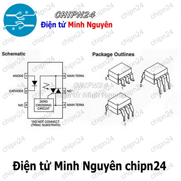 [2 con] (DT) Opto MOC3061 DIP-6 Trắng Hàng Tốt - HH001129