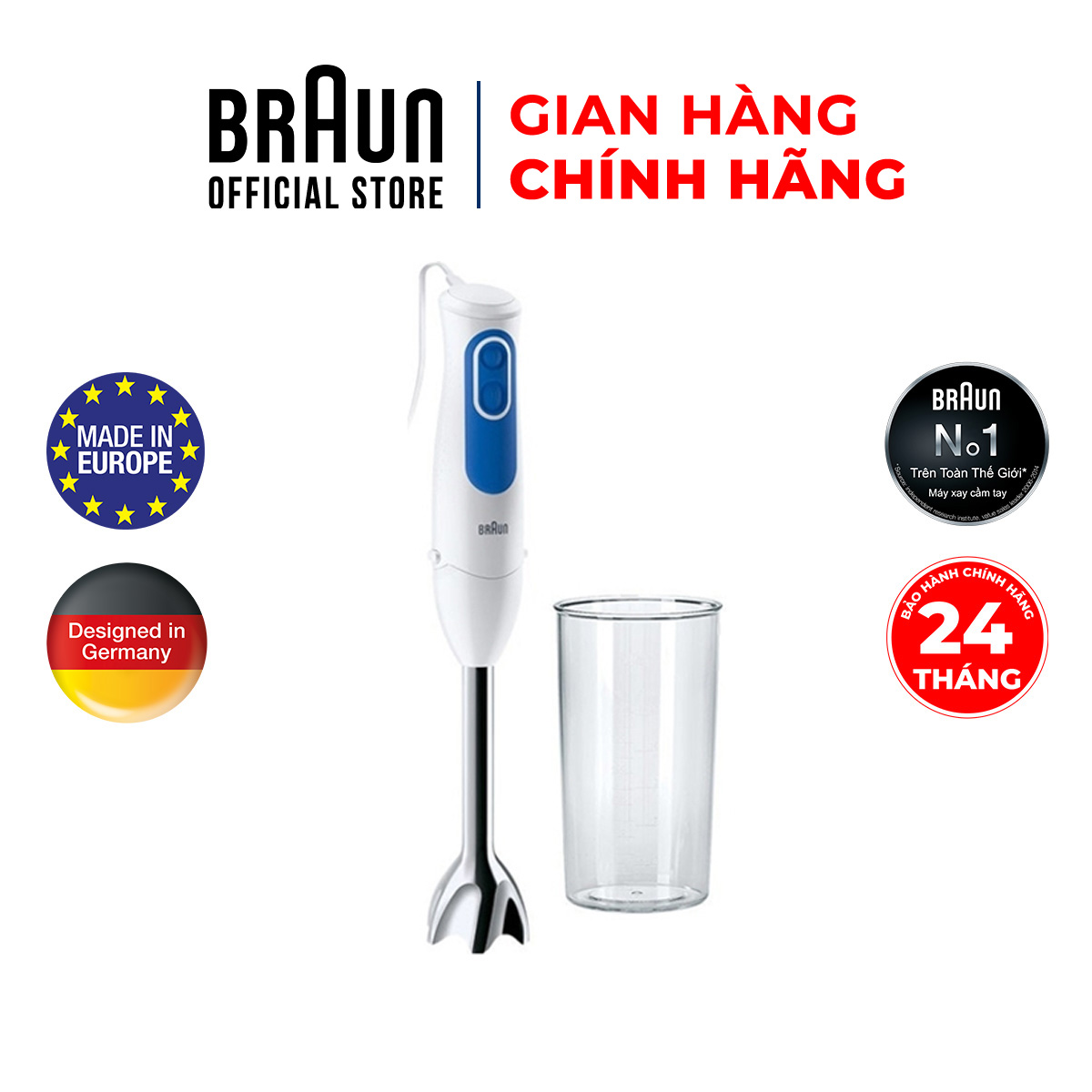Máy xay cầm tay Braun MQ3000+ Smoothie-Chất lượng Đức-Công suất 700W