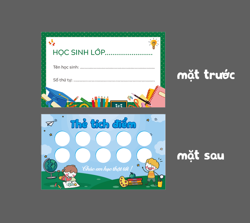 100 Thẻ đổi quà, thẻ tích điểm học sinh