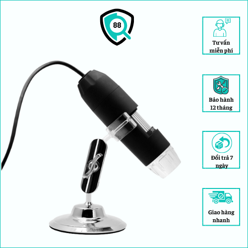 Kính hiển vi điện tử kết nối được nhiều thiết bị như điện thoại, pc,...độ phóng đại 1000x