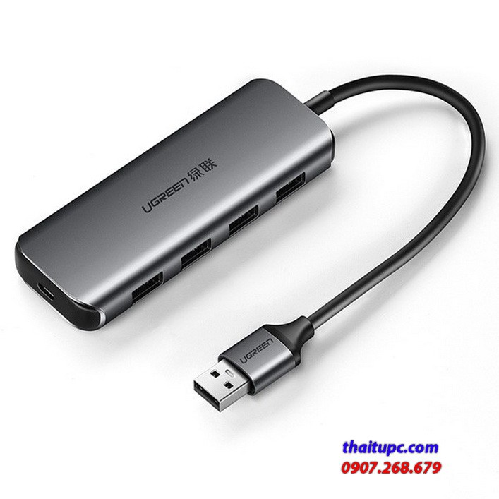 Bộ chia usb 3.0 ra 4 cổng ugreen 50768 vỏ nhôm cao cấp
