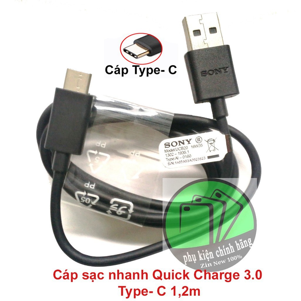 Bộ sạc nhanh 3.0 SONY UCH12 (Quick Charge 3.0), Type -C - BH 2 năm