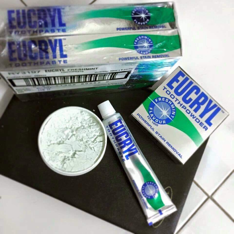 Combo kem đánh trắng răng Eucryl + Bột tẩy trắng Eucryl