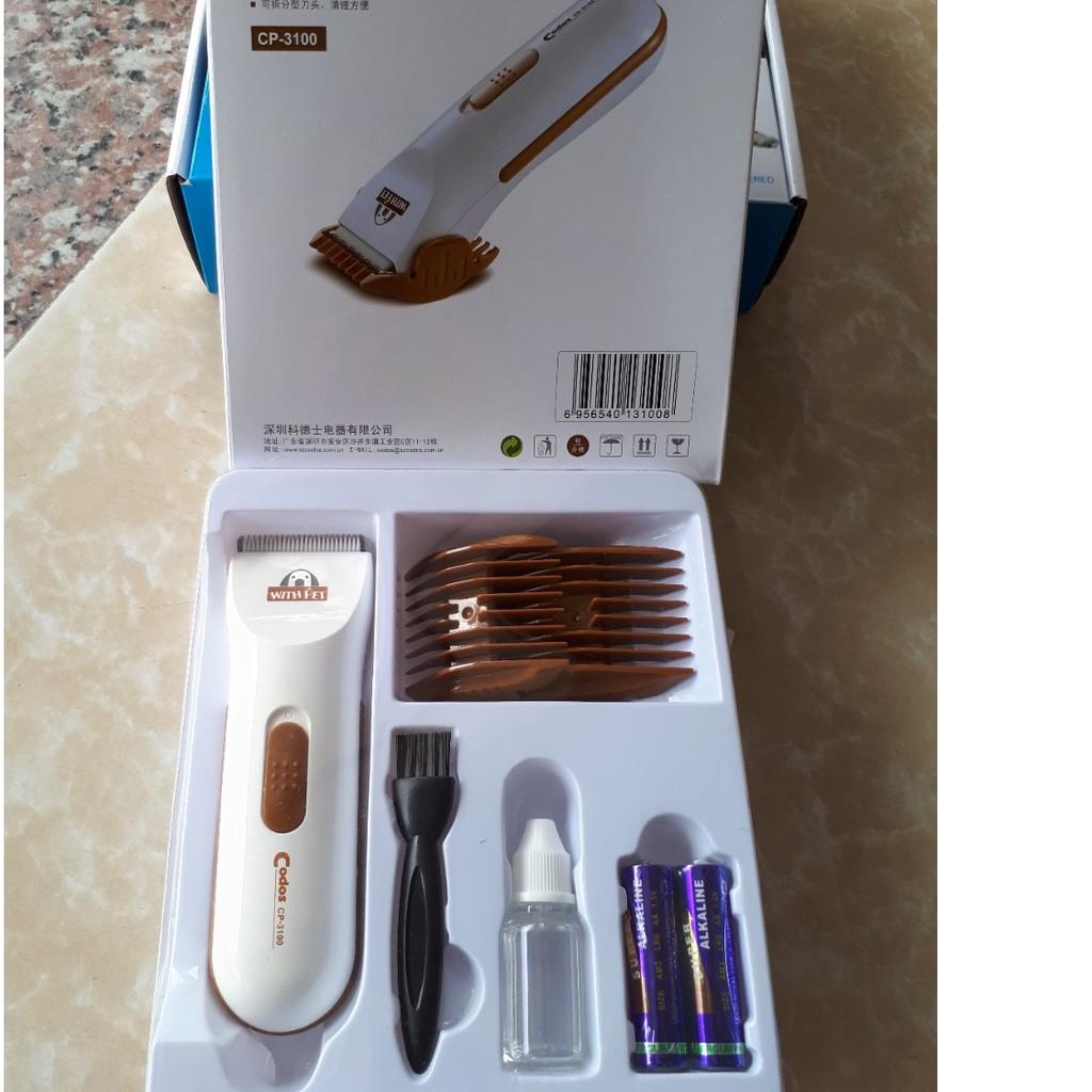 HCM (Hàng cty) Tông Đơ máy Chuyên Dụng Cắt Lông Chó Mèo Codos CP-3100 (dùng pin tiểu đi kèm)