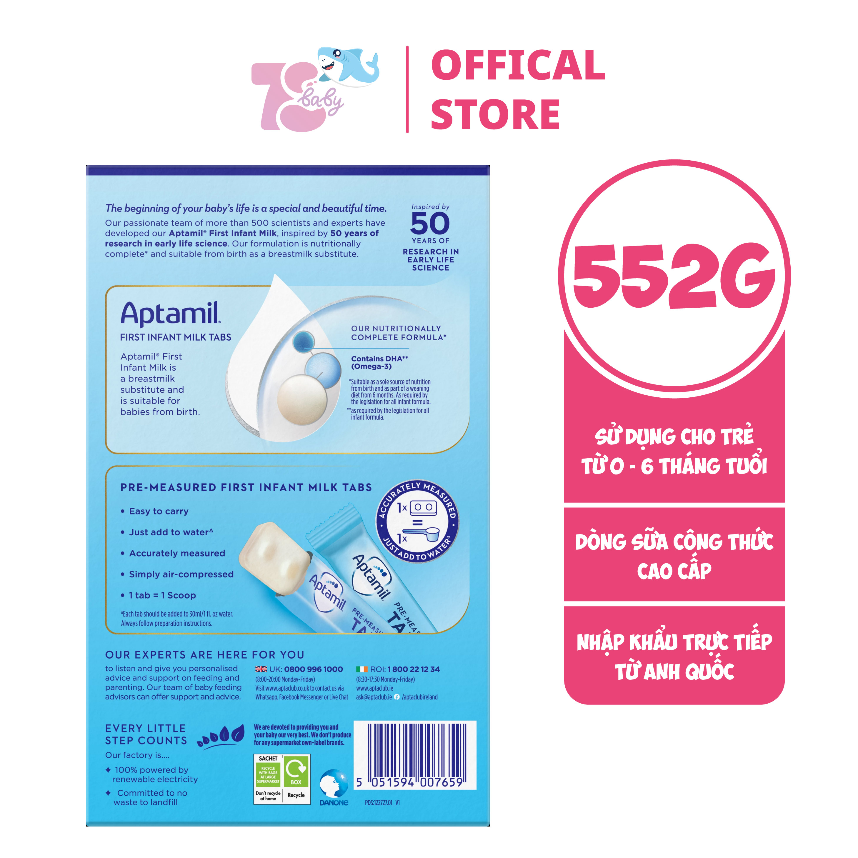 SỮA APTAMIL ANH DẠNG THANH TIỆN DỤNG SỐ 1,2 CHO BÉ