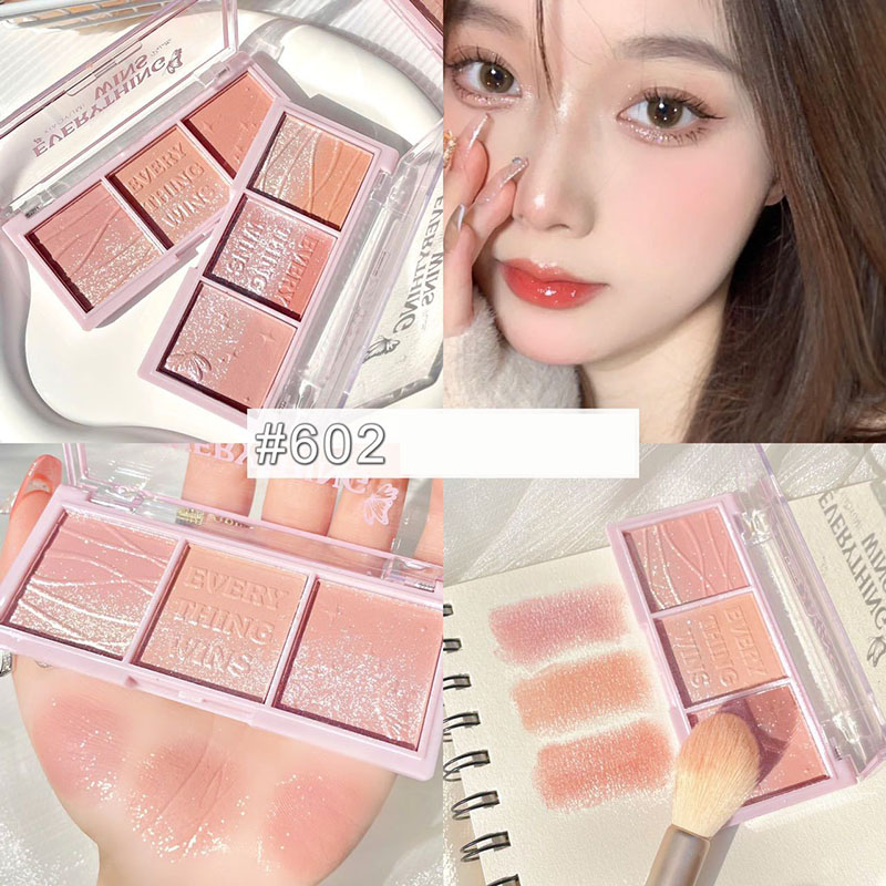 Phấn má hồng 3 ô Everything Wins Palette lì mịn hàng nội địa Trung, Bảng phấn mắt má hồng tone cam hồng mềm mịn dịu nhẹ dễ dàng tạo kiểu