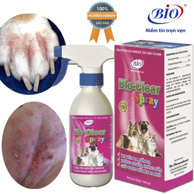 [HCM]Chai xịt BIO- CLEAR SPRAY viêm da nấm da phục hồi da tổn thương cho chó mèo-79209