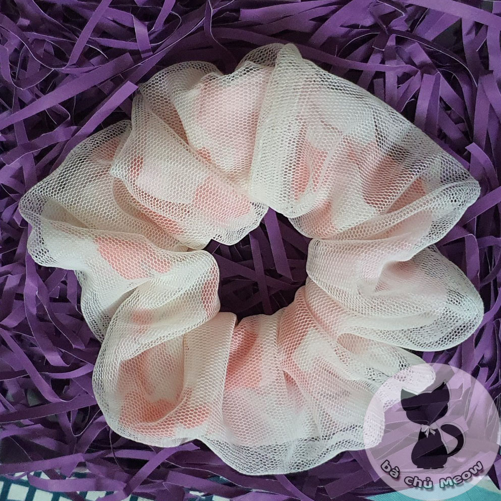 Scrunchies 2 Lớp - Cột Tóc Dâu Tây - Dây Cột Tóc Hoa