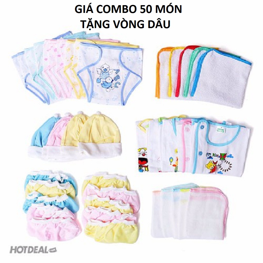 Combo đồ sơ sinh 50 món cho bé trai , gái