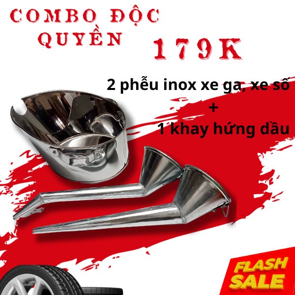 Combo Bộ hứng dầu - đổ dầu, khay hứng dầu , phễu rót dầu xe số xe ga Hứng Dầu-Phễu Rót Dầu Xe Máy