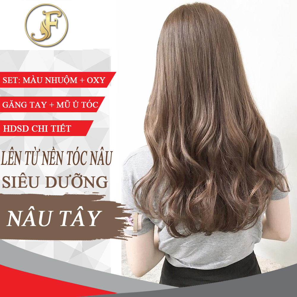 [HCM]Thuốc nhuộm tóc JF màu NÂU TÂY Không Tẩy-tặng oxy