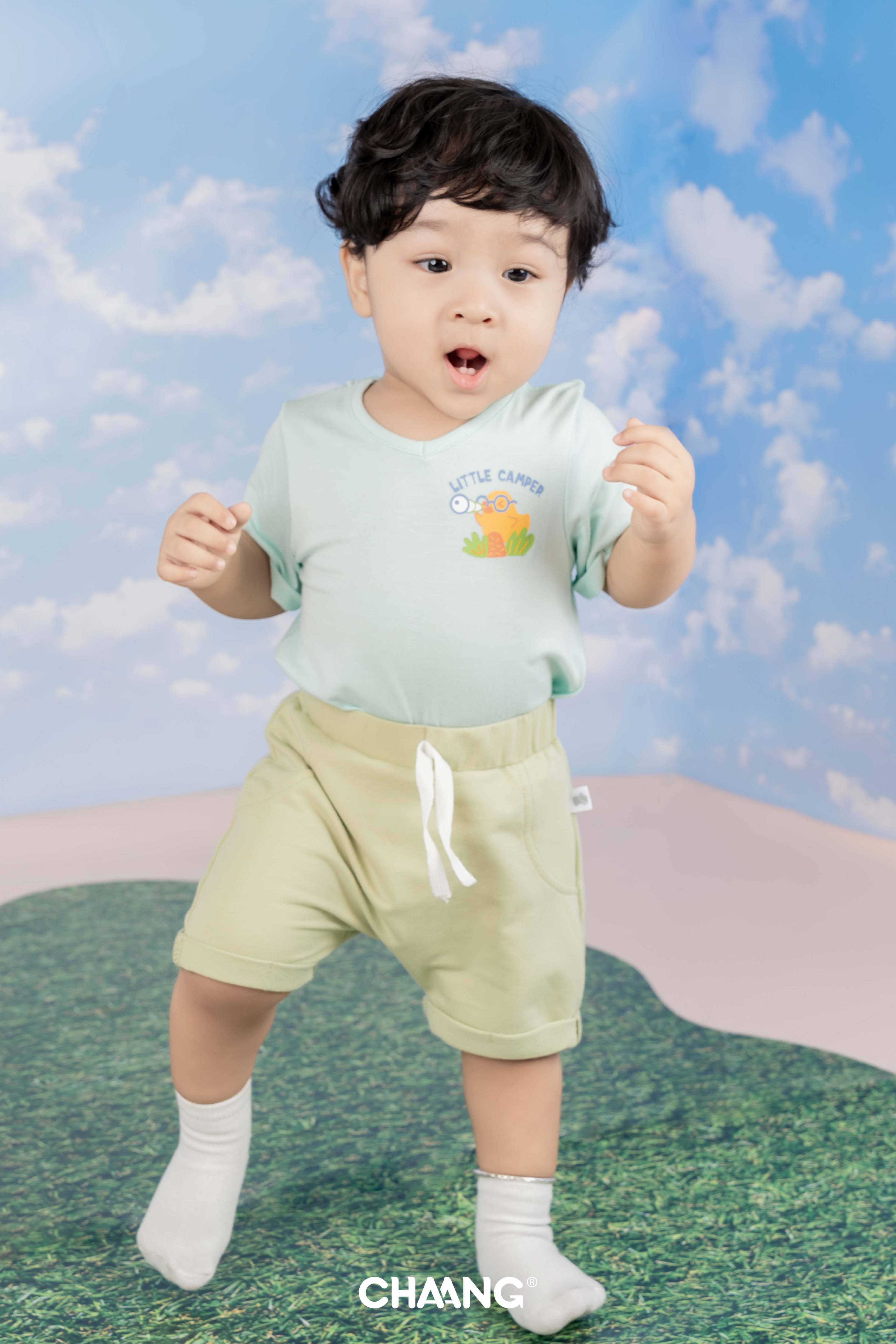 [CHAANG] Áo cộc cổ tim bé trai Spring Chaang