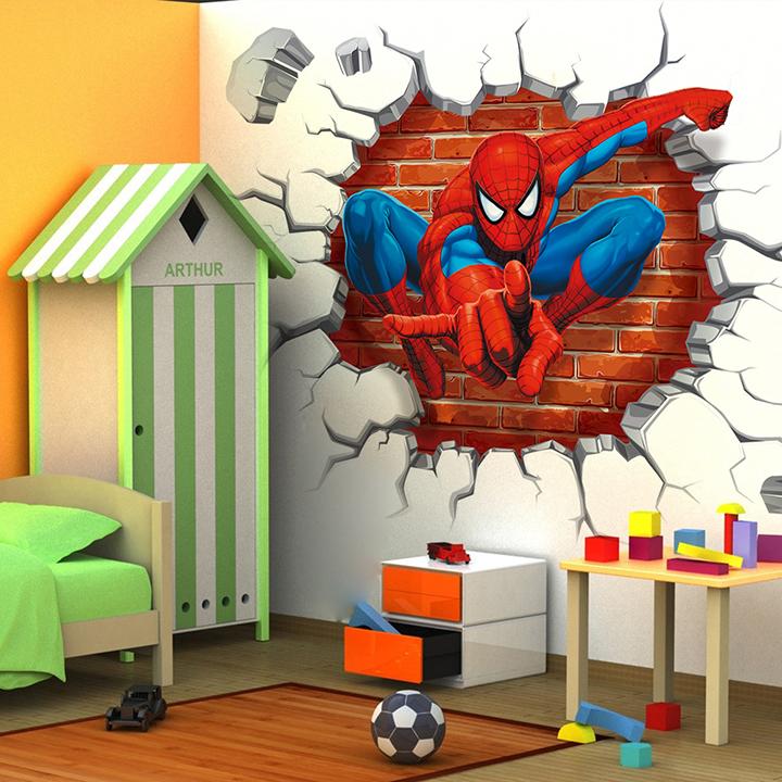 Giấy, decal dán tường Người nhện 3D