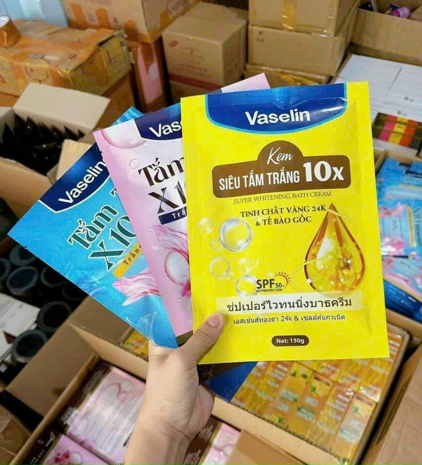 Tắm trắng Vaseline bao bật tone