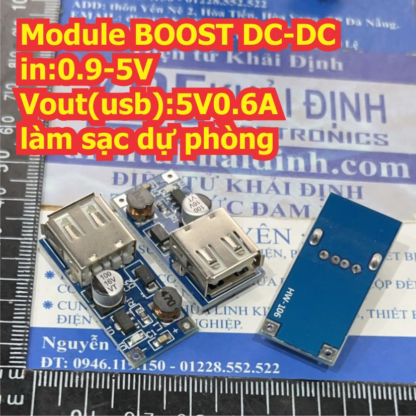 2 cái module boost nâng áp dc-dc in:0.9-5v vout:5v 0.6a làm sạc dự phòng kde0126