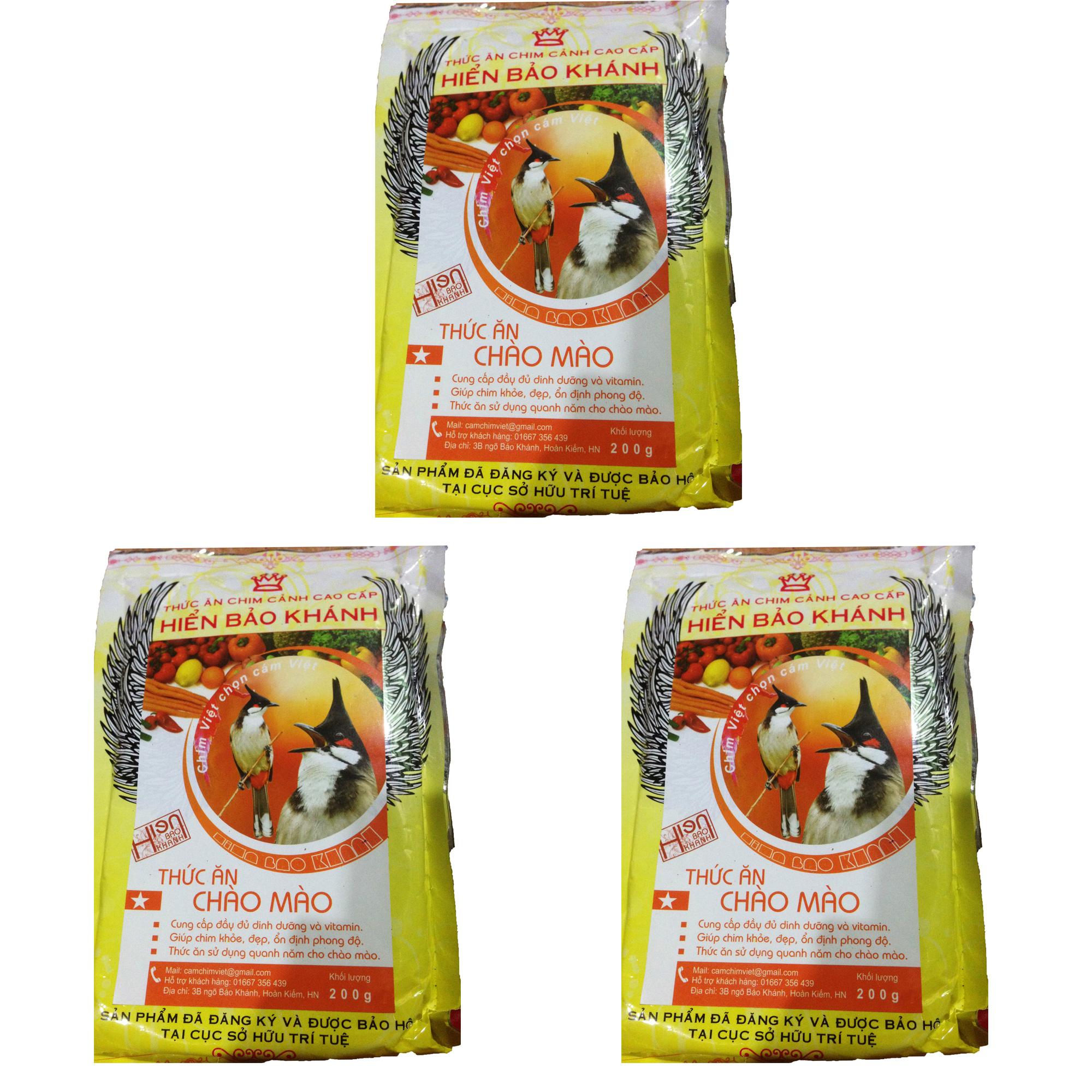 Combo 3 Gói Cám Hiển Bảo Khánh Chào Mào Ổn Định (Sao) 200g - Thức Ăn Chim Cao Cấp
