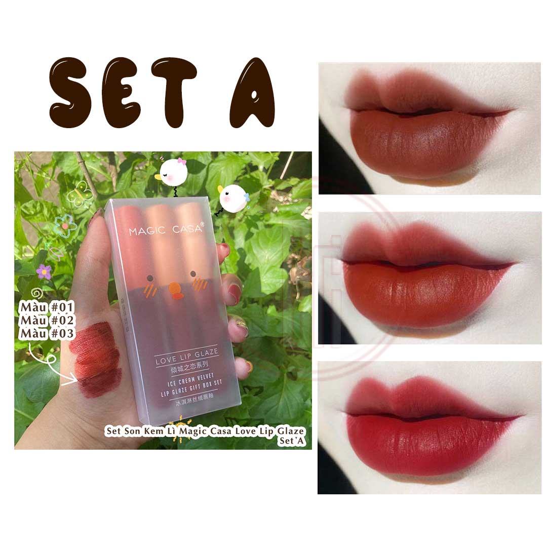 Set 3 Cây Son Kem Lì Magic Casa Fluffy Lip Glaze