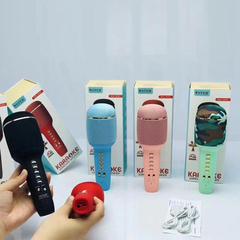 Micro karaoke bluetooth cầm tay tiện dụng WS-900 chất lượng cao, mic không dây kiêm loa bluetooth hát karaoke nghe nhạc cực hay âm thanh lớn