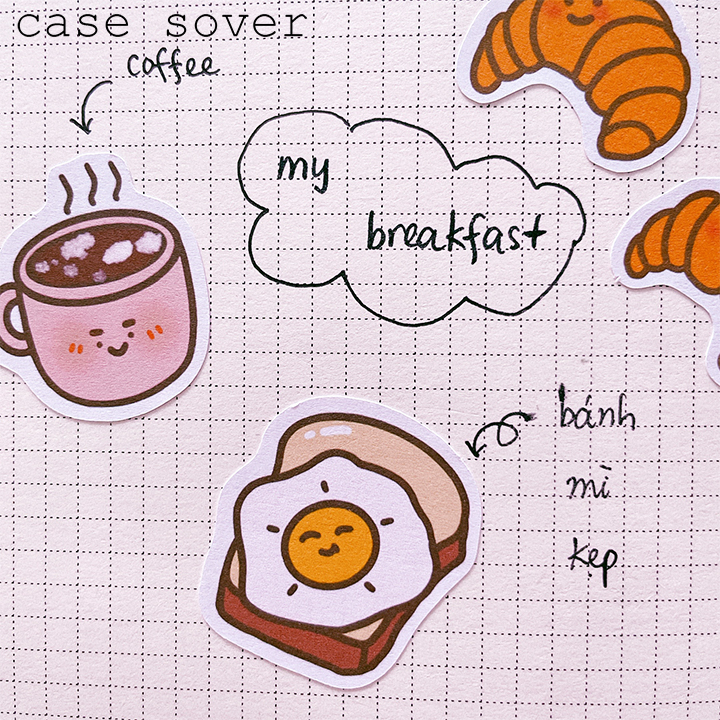 Set Sticker Sheet chủ đề Breakfast trang trí Planner - Case Sover