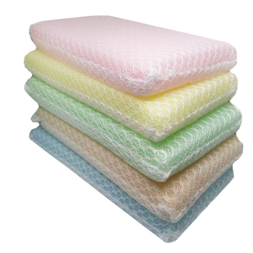Set 5 Miếng Xốp Rửa Bát Bọc Lưới (Mẫu Mới).