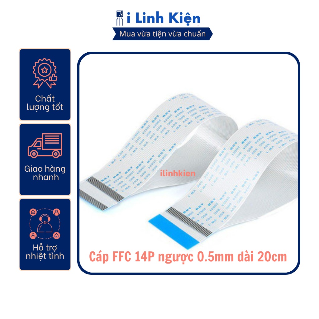 Cáp FFC 14P Ngược 0.5mm Dài 20cm Loại 1