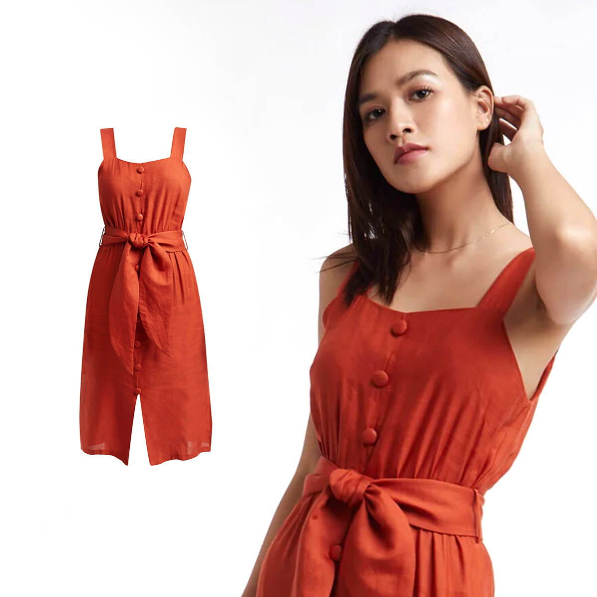 N&m đầm thời trang nữ linen thắt nơ 2002012