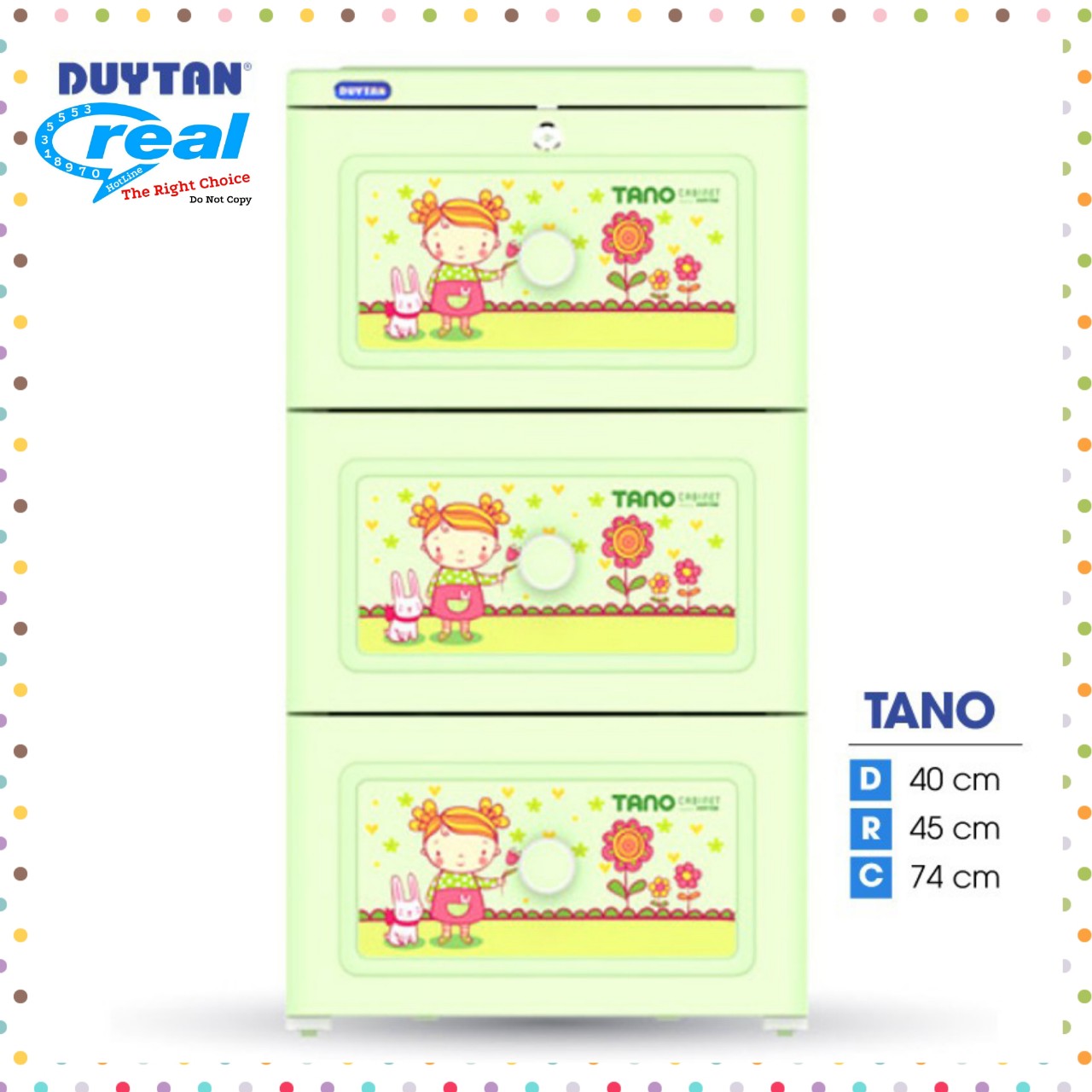 Tủ Duy Tân Tano 3 Ngăn, Có Bánh Xe Di Chuyển Tiện Lợi