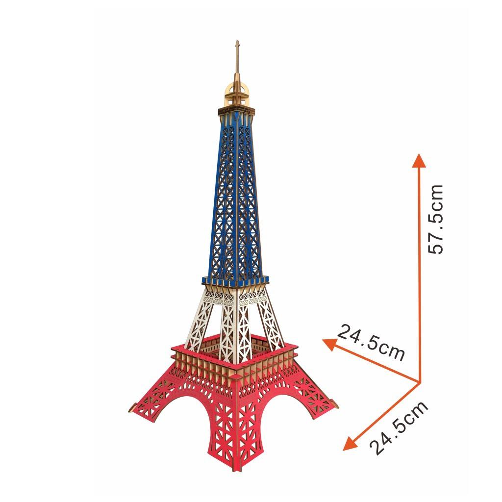 Đồ chơi lắp ráp gỗ 3D Mô hình Tháp Eiffel 3 màu Laser