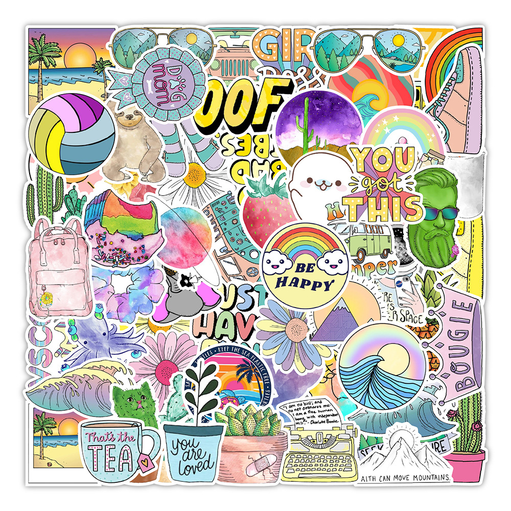100 Sticker dán mũ bảo hiểm hình HẠNH PHÚC chống nước sticker dán laptop