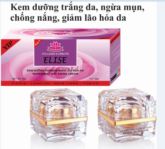 KEM ELISE DƯỠNG TRẮNG DA, NGỪA MỤN, CHỐNG NẮNG, GIẢM LÃO HÓA 40G( CẶP NGÀY VÀ ĐÊM)