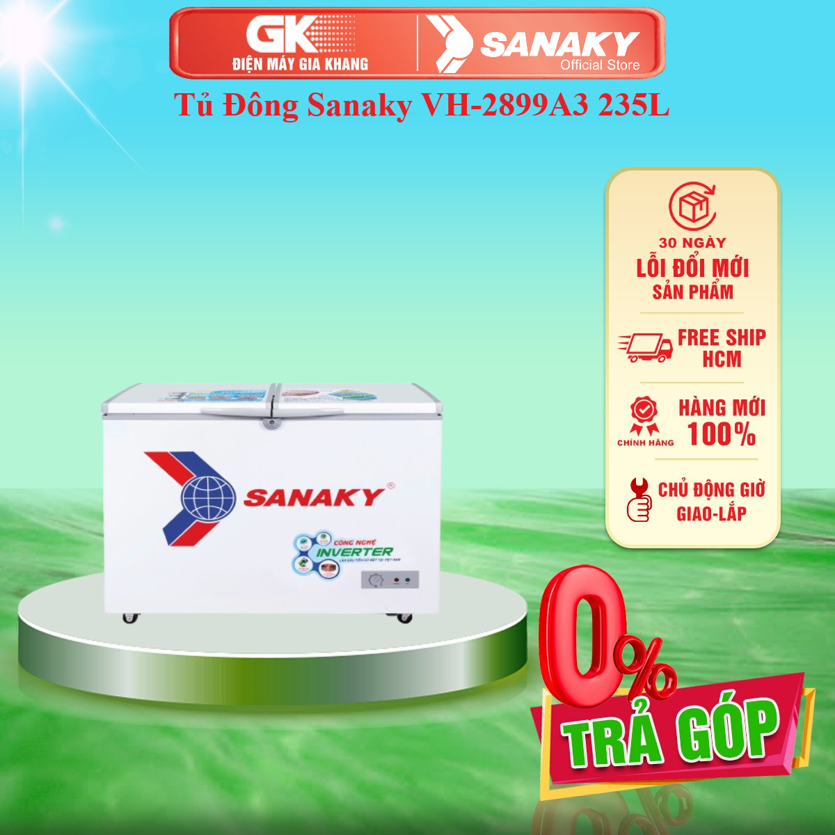 Tủ Đông Sanaky VH-2899A3 235L công nghệ Inverter 1 ngăn 2 cánh - GIAO TOÀN QUỐC - FREESHIP HCM