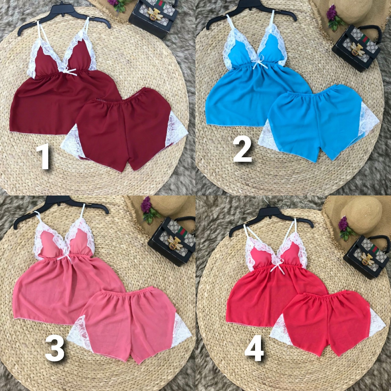BỘ NGỦ NỮ 2 DÂY MẶC NHÀ PHỐI REN CHẤT VOAN MÁT