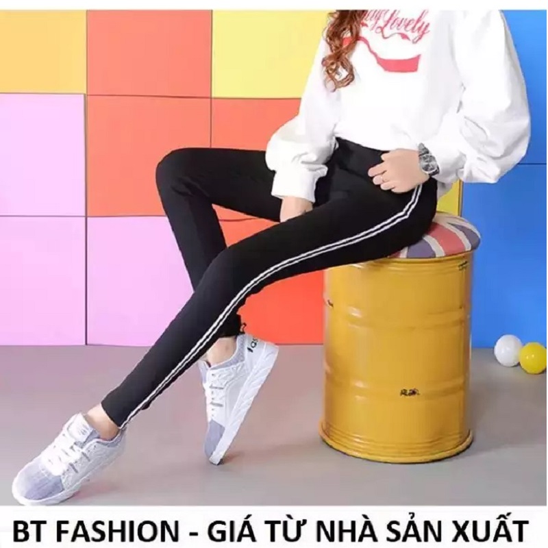 Quần Dài Nữ Thun Ôm Legging Thể Thao - BT Fashion QTT01A-Viền 2S