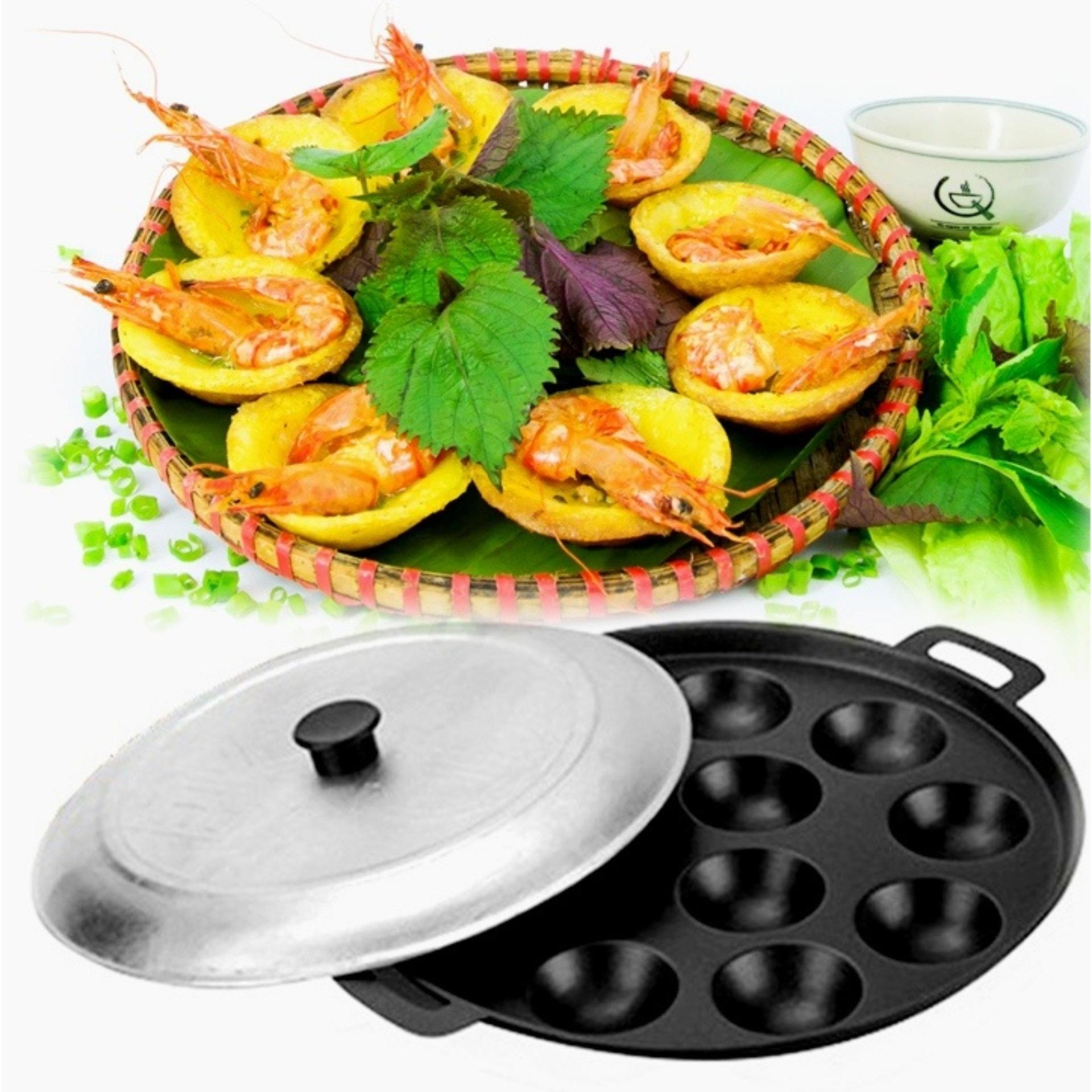 Dụng cụ Khuôn đổ bánh khọt 12 lỗ,BÁNH CĂN 12 LỖ chống dính cho gia đình cao cấp ( kèm nắp đầy đủ phụ kiện ?)