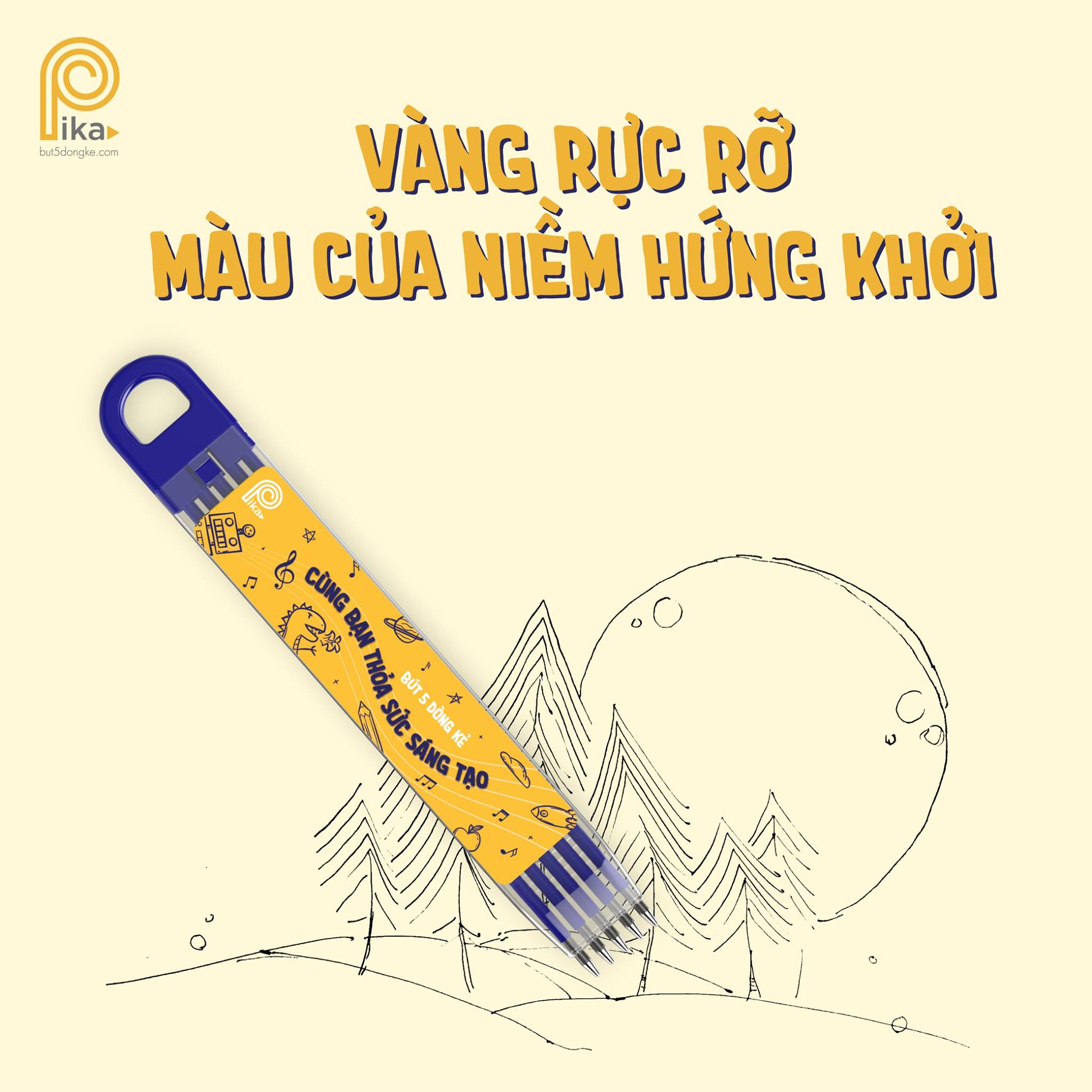 BÚT 5 DÒNG KẺ PIKA - VÀNG