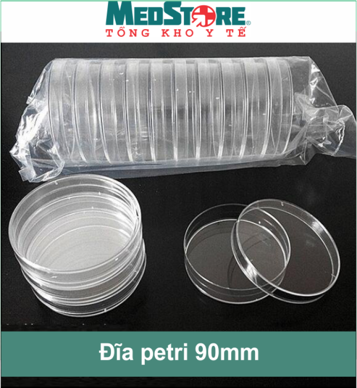Bộ 10 đĩa Petri kích thước 90mm 1 ngăn trong suốt Medisafe - TBYT Medstore nhập khẩu