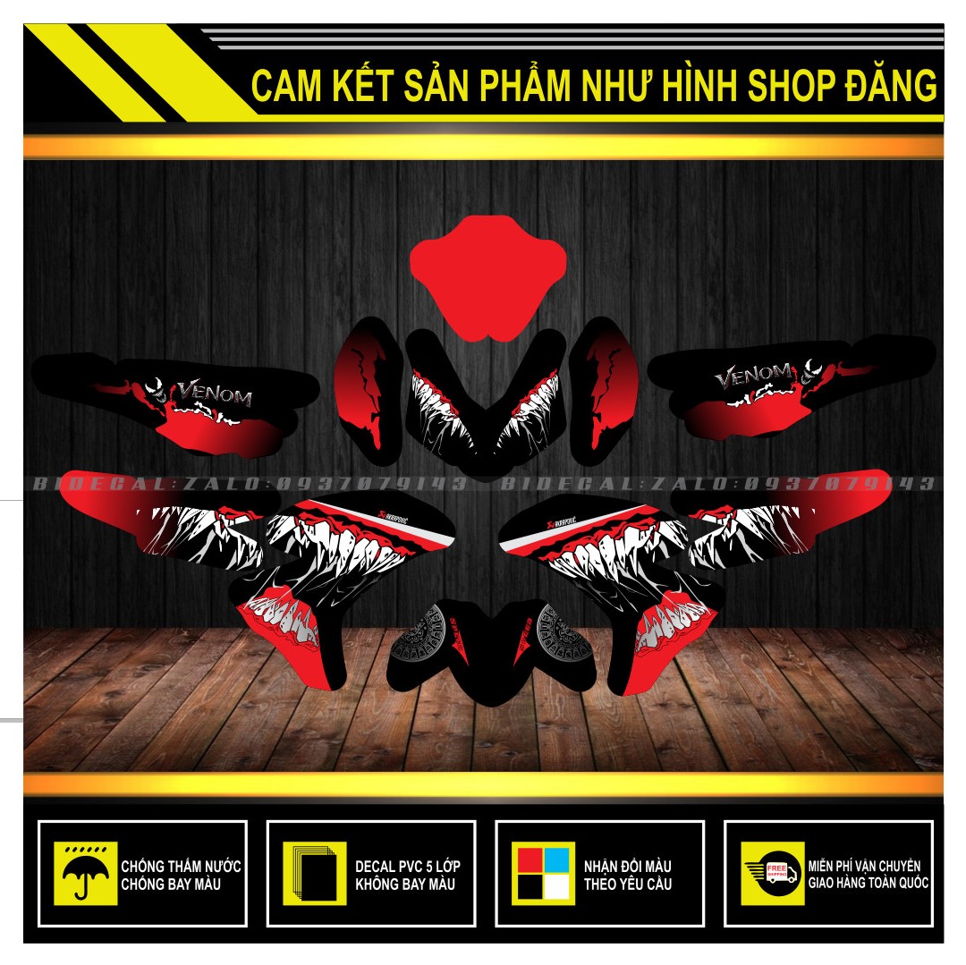 TEM TRÙM WINNER X V2 MẪU VENOM ĐỎ ĐEN NHÁM