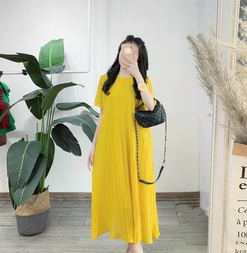 đầm bầu xinh giá rẻ-váy bầu đẹp dáng dài thắt nơ sau lưng