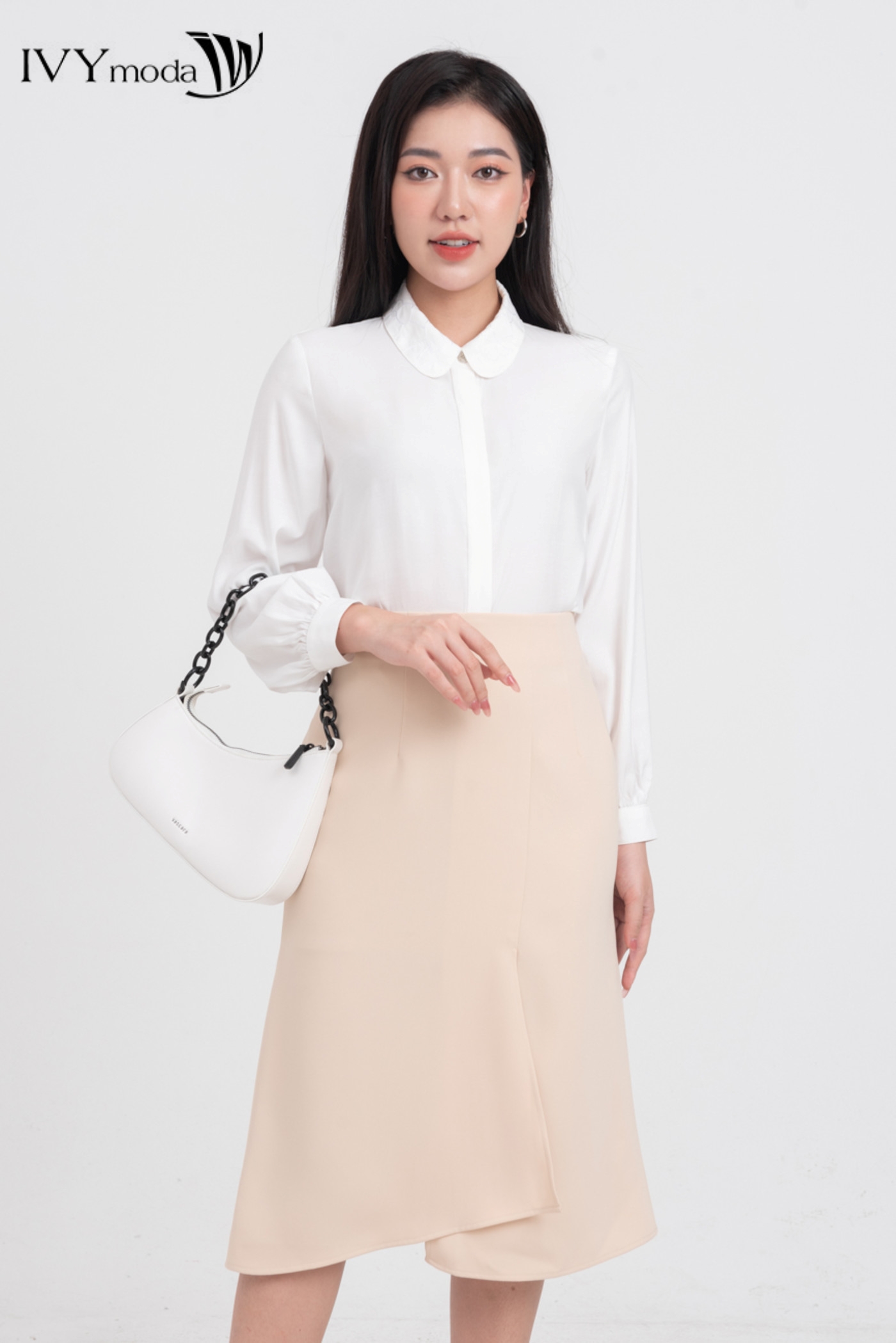 Áo sơ mi cổ sen IVY moda MS 17M7757