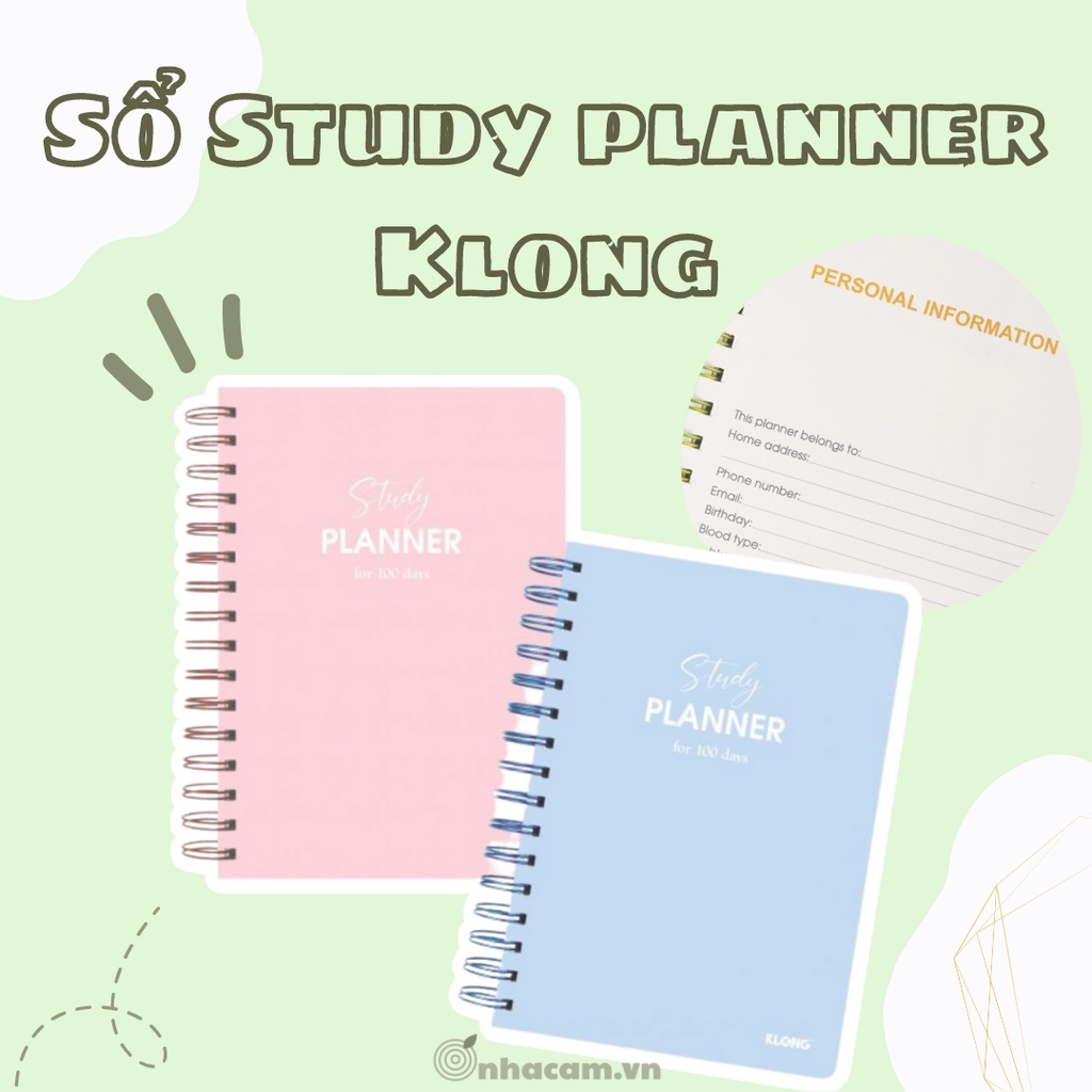 Sổ lập kế hoạch lò xo kép Study Planner Klong A5 Nhà Cam