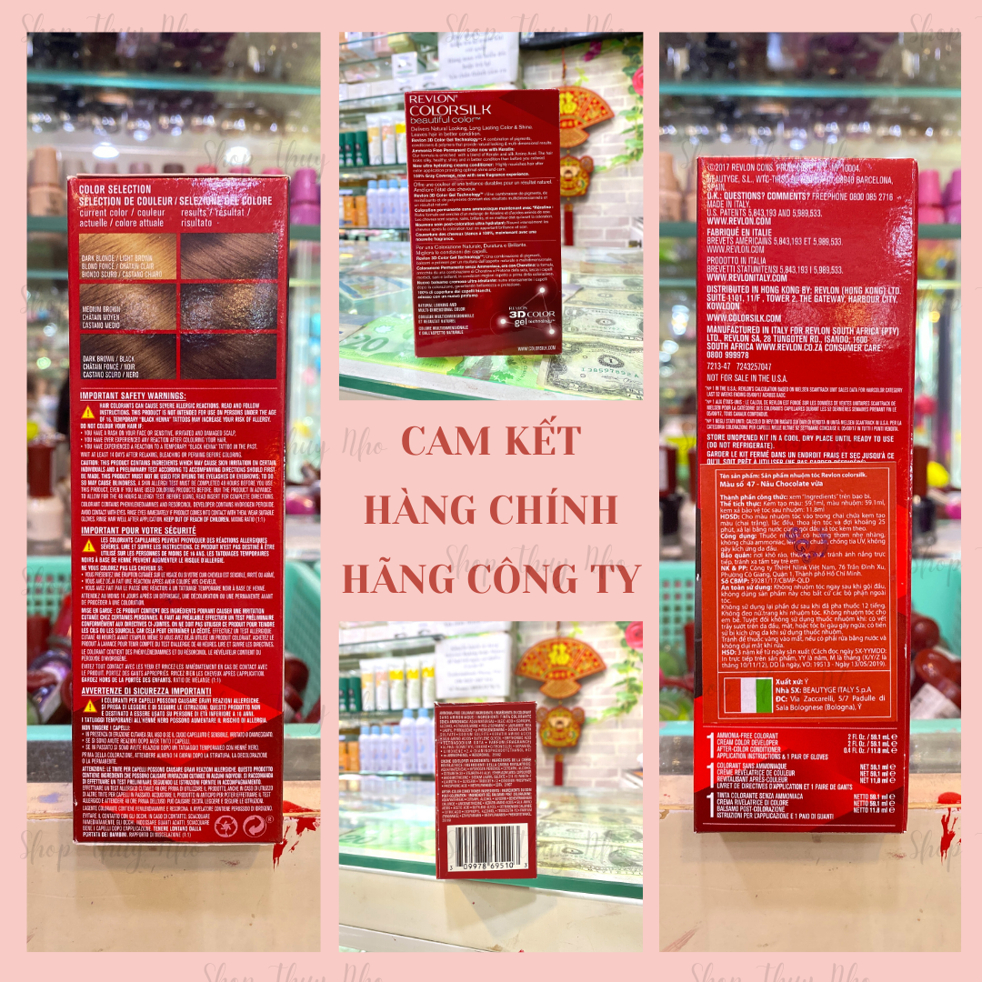 Thuốc nhuộm tóc Revlon ColorSilk số 47 (Medium Rich Brown - Nâu chocolate sáng)