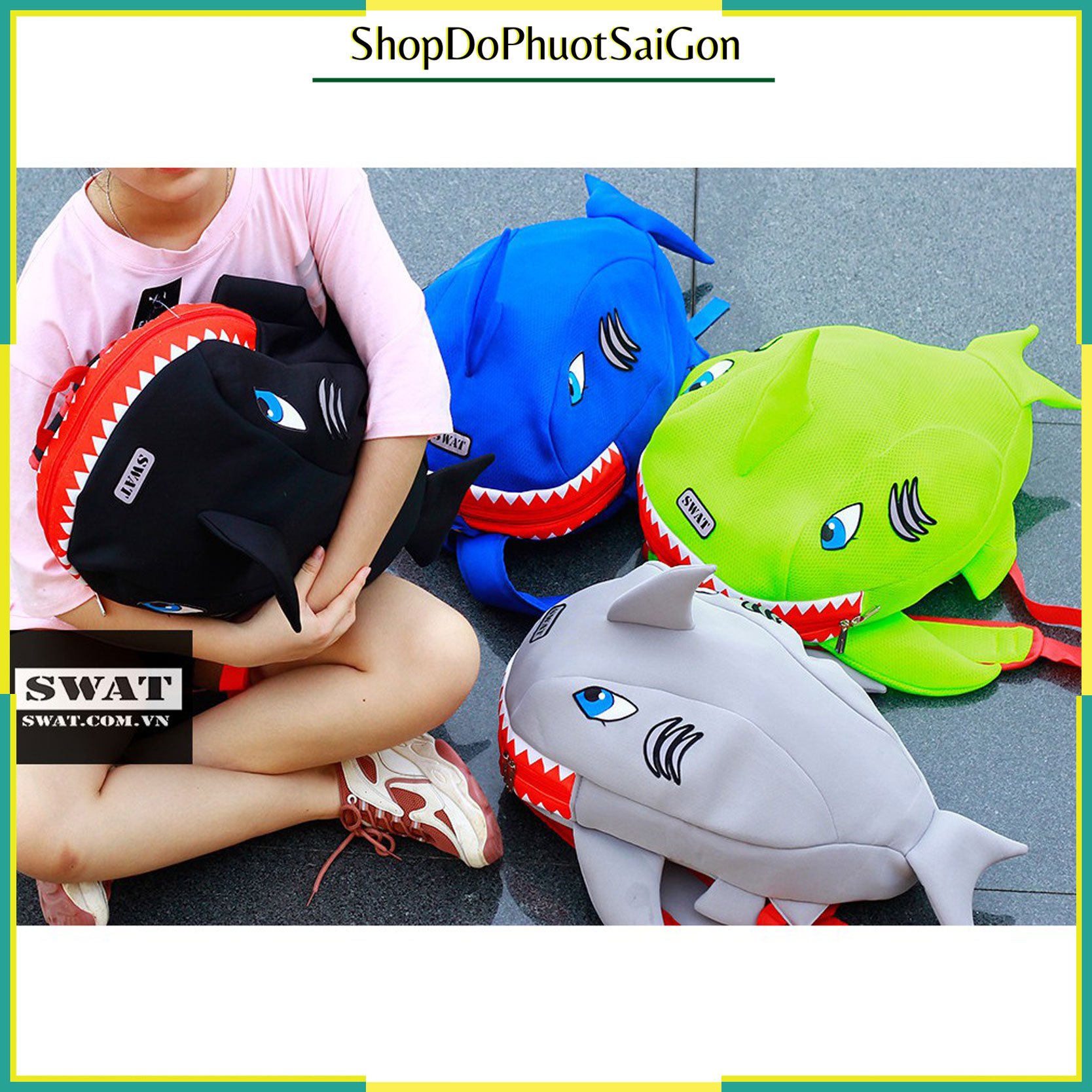 Balo cá mập đen baby shark