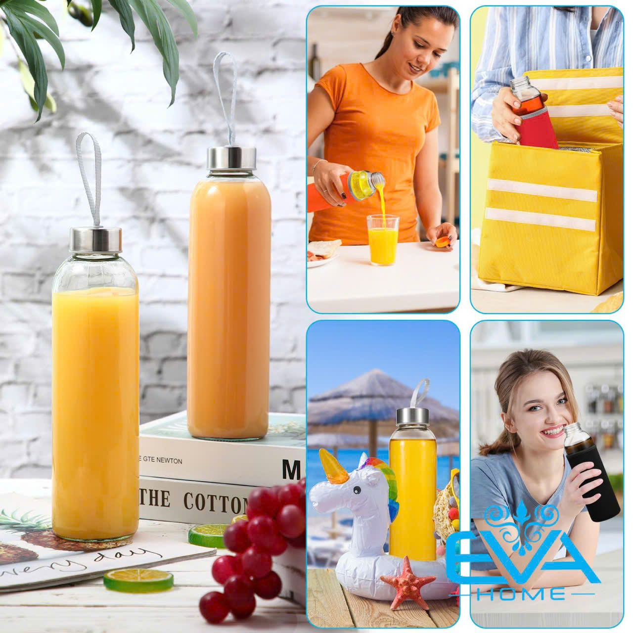 Bình Đựng Nước Thủy Tinh Có Dây Xách 500 Ml