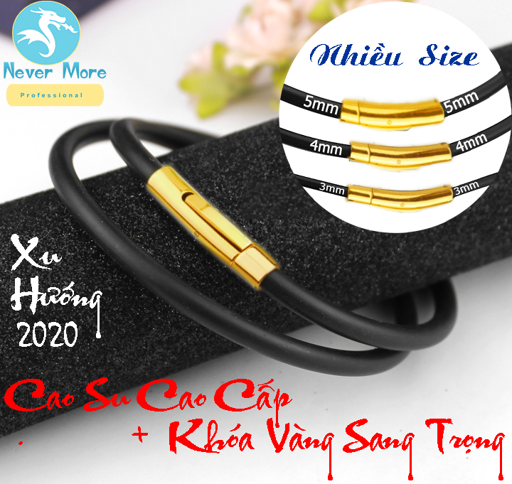 Dây chuyền cao su cao cấp khóa inox vip màu vàng sang trọng siêu đẹp, chuẩn thời trang