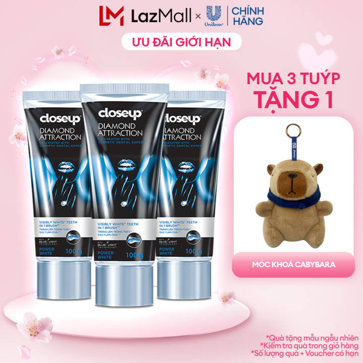 Combo 3 Kem Đánh Răng Closeup Dạng Gel Trắng Răng Diamond Attraction