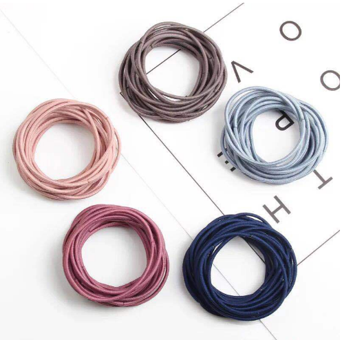 [HCM]Bộ Dây Thun Cột Tóc Trơn (Mua 100 Sợi Có Túi Zip)