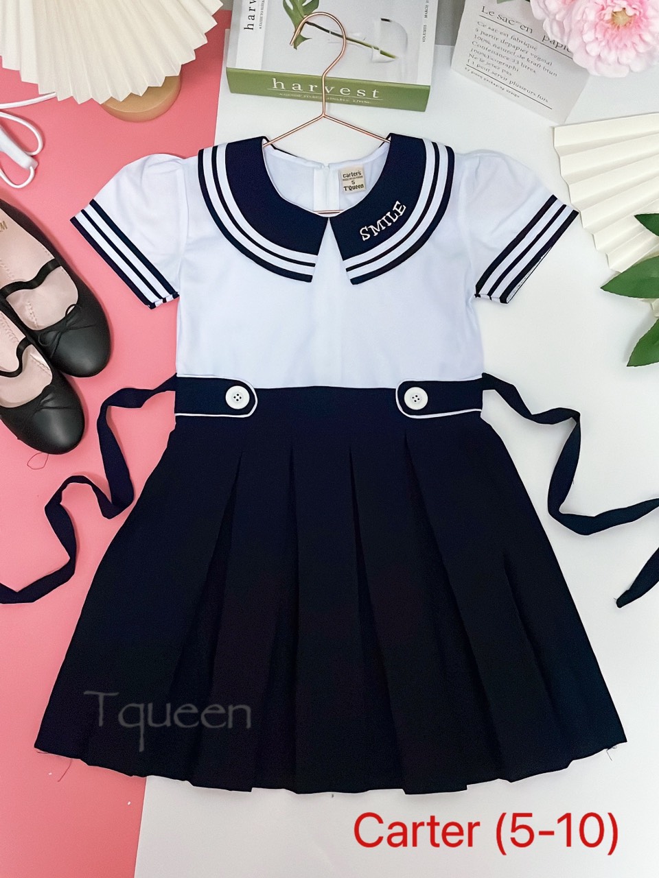 Đầm học sinh - Vải kate lụa - Danangsale