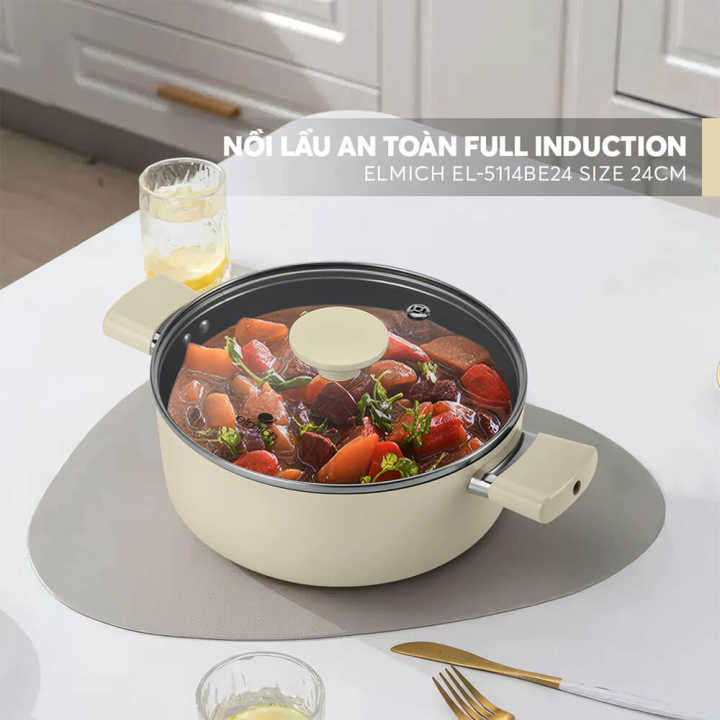 (Chỉ 25-29.10)Nồi lẩu an toàn 24cm full induction Elmich EL-5114 - Hình ảnh 4