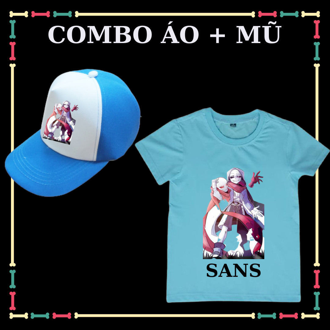 Combo Áo + Mũ / Nón in hình Sans Undertable (Biệt đội Gangster) cho Bé Trai