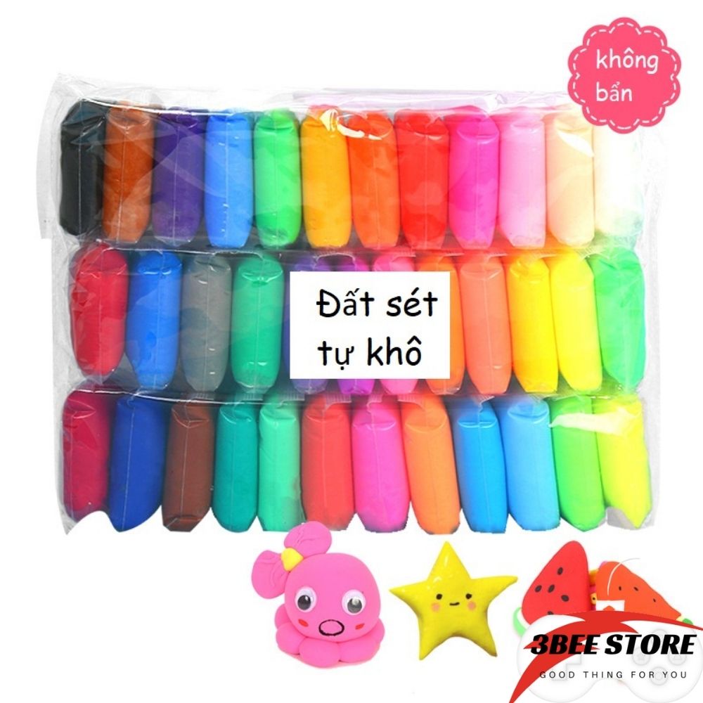 Đất nặn, đất sét tự khô thành xốp nhiều màu, Softclay an toàn cho bé, đồ chơi nghệ thuật thủ công 3BEESTORE